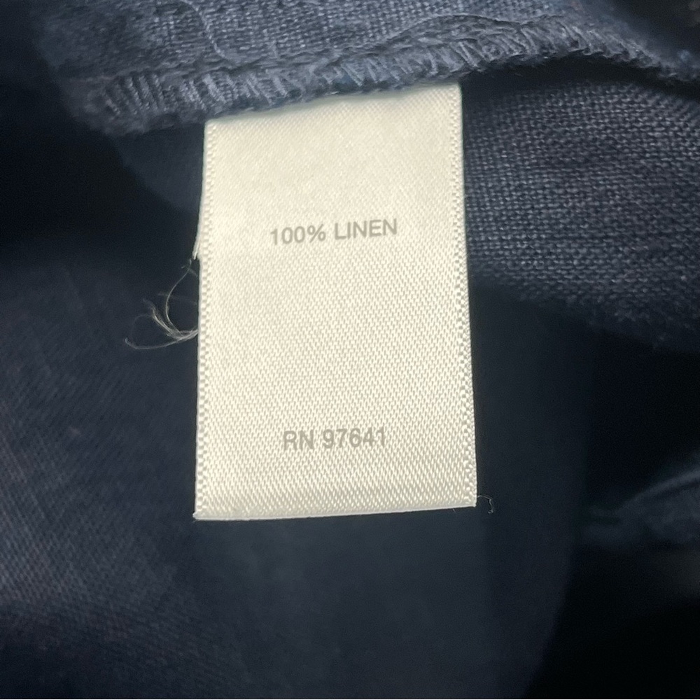 J. Jill Love‎ Linen Cropped Pants Womens Large Petite Navy Blue Pull On Pockets - Picture 3 of 13